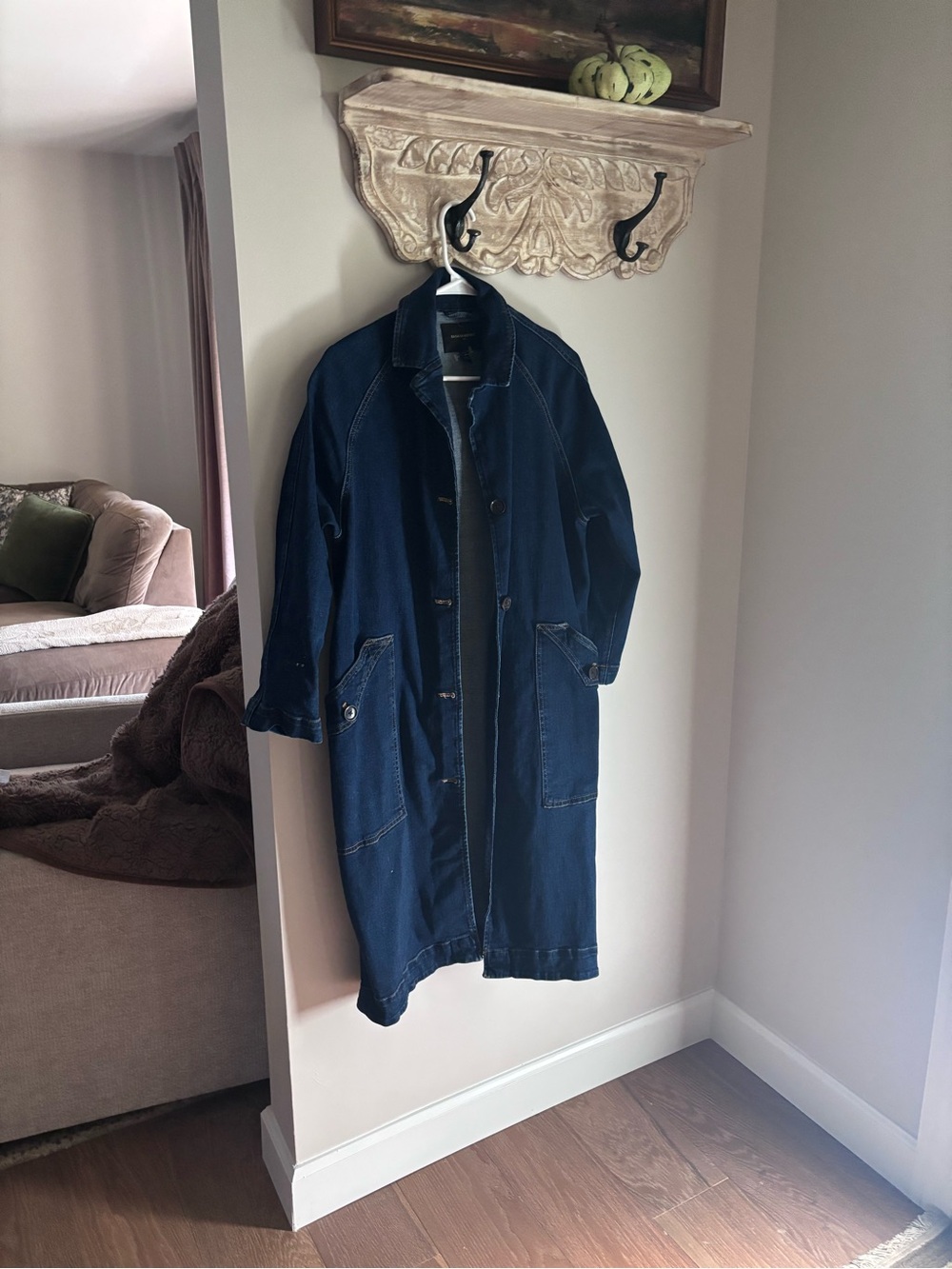 Banana Republic Dark Blue Long Denim Trench Coat Xs